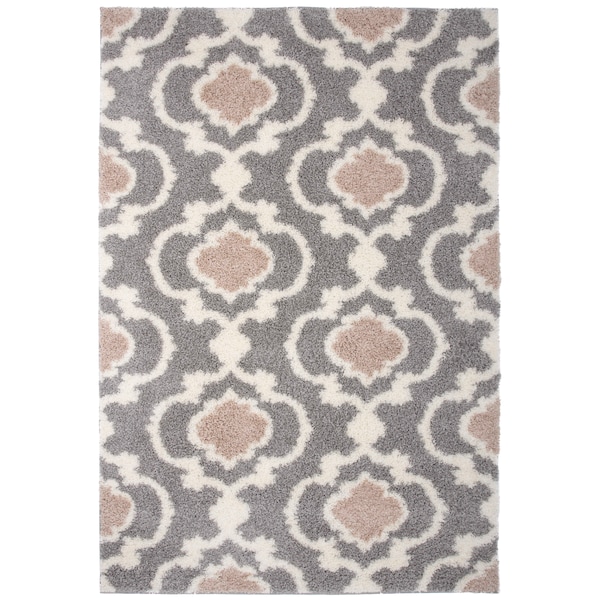 World Rug Gallery Cozy Moroccan Trellis Indoor Shag Area Rug 9' x 12' Gray - 2525GRAY9X12