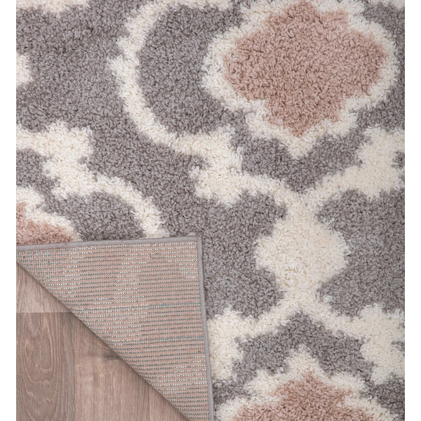 World Rug Gallery Cozy Moroccan Trellis Indoor Shag Area Rug 9' x 12' Gray - 2525GRAY9X12