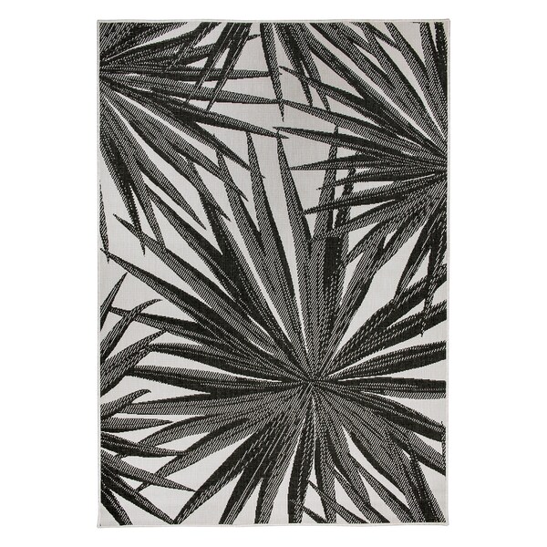 World Rug Gallery Tropical Leaves Nature Inspired Indoor/Outdoor Area Rug 5' x 7' Black - 4030BLACK5X7