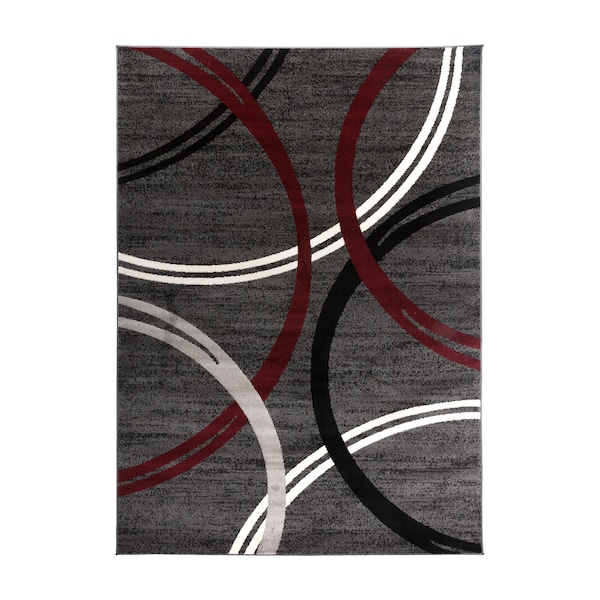 World Rug Gallery Modern Wavy Circles Design 3'3'' x 5' Red - 377RED3X5