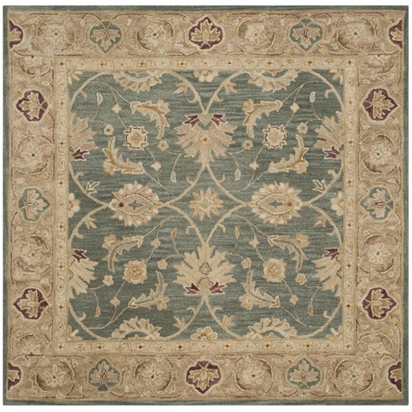Safavieh 6 x 6 ft. Square Antiquity Hand Tufted RugTeal Blue & Taupe - AT849B-6SQ