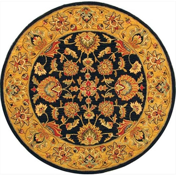 Safavieh 3 ft. - 6 in. x 3 ft. - 6 in. Round- Traditional Heritage Charcoal And Gold Hand Tufted Rug - HG343E-4R