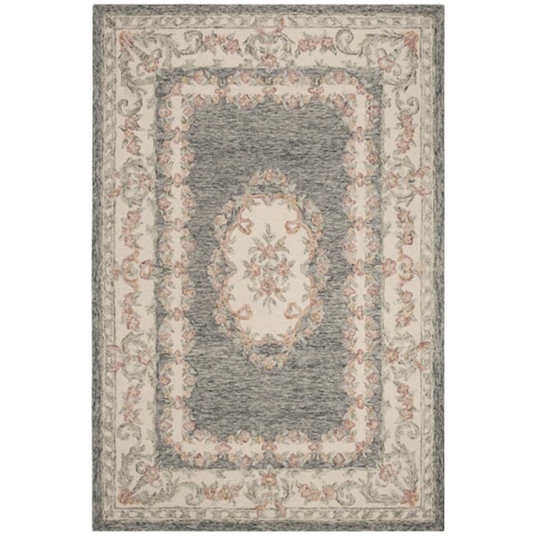 Safavieh Micro-Loop Traditional Rectangle Hand-Tufted RugsGrey & Ivory 4 x 6 ft. - MLP903F-4