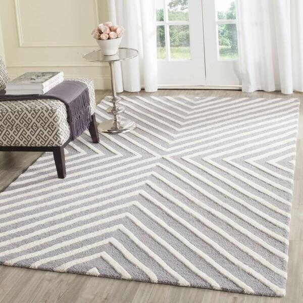 Safavieh Cambridge Hand Tufted Square Rug- Silver - Ivory- 4 x 4 ft. - CAM129D-4SQ