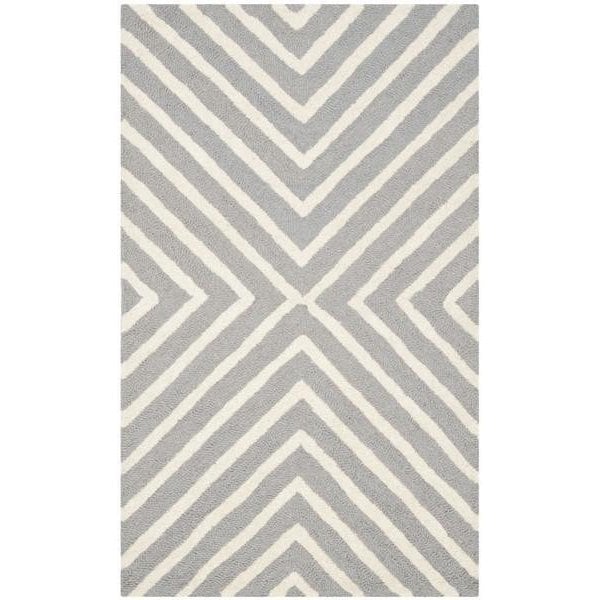 Safavieh Cambridge Hand Tufted Square Rug- Silver - Ivory- 4 x 4 ft. - CAM129D-4SQ