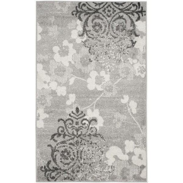 Safavieh 2 ft.-6 in. x 14 ft. Runner Adirondack Power Loomed RugSilver & Ivory - ADR114B-214