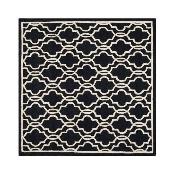 Safavieh Cambridge Hand Tufted Round Rug- Black - Ivory- 6 x 6 ft. - CAM131E-6R