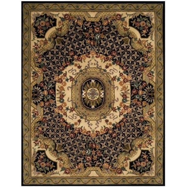 Safavieh 7 Ft. - 6 In. x 9 Ft. - 6 In. Large Rectangle- Traditional Classic Black And Gold Hand Tufted Rug - CL304A-8
