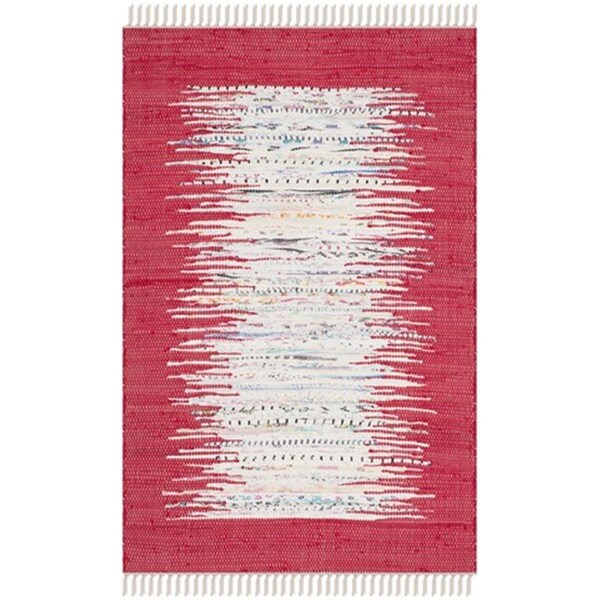 Safavieh Montauk Hand Woven Small Rectangle Rug- Ivory - Red- 4 x 6 ft. - MTK711B-4
