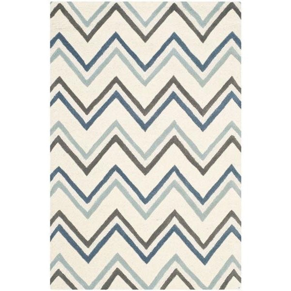 Safavieh Cambridge Hand Tufted Small Rectangle Rug- IVORY - BLUE- 4 x 6 ft. - CAM581A-4