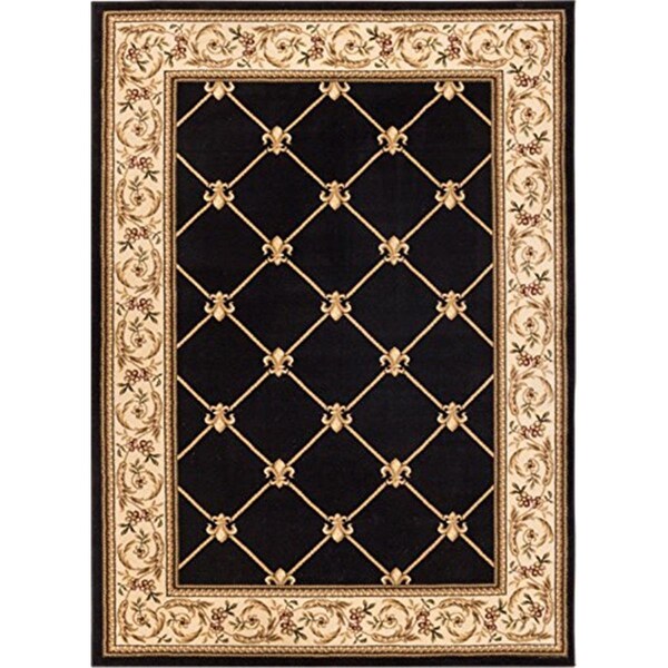 Perfectpillows 3 ft. 11 in. x 5 ft. 3 in. Timeless Fleur De Lis Area Rug - Black - PE1580118