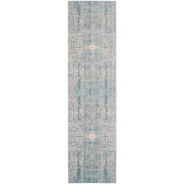 Flowers First 2 ft. 3 in. x 6 ft. Mystique Power Loomed Runner Rug, Teal & Multi Color - FL1874472