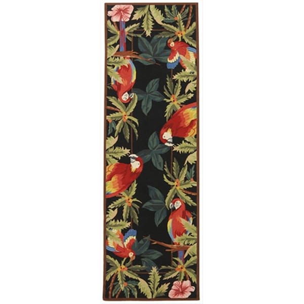 Safavieh 2 ft. - 6 in. x 8 ft. Runner- Country and Floral Chelsea Black Hand Hooked Rug - HK296A-28