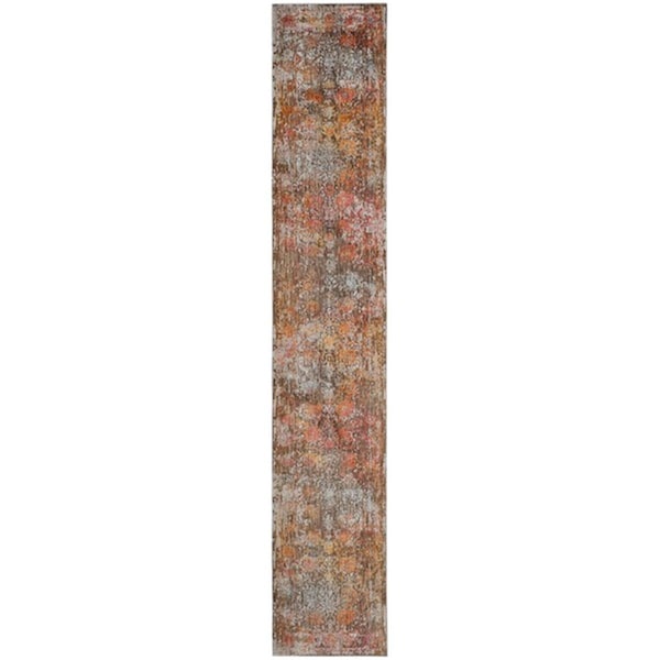Flowers First 2 ft. 2 in. x 12 ft. Vintage Persian Power Loomed Runner Rug, Brown & Multi Color - FL1860157