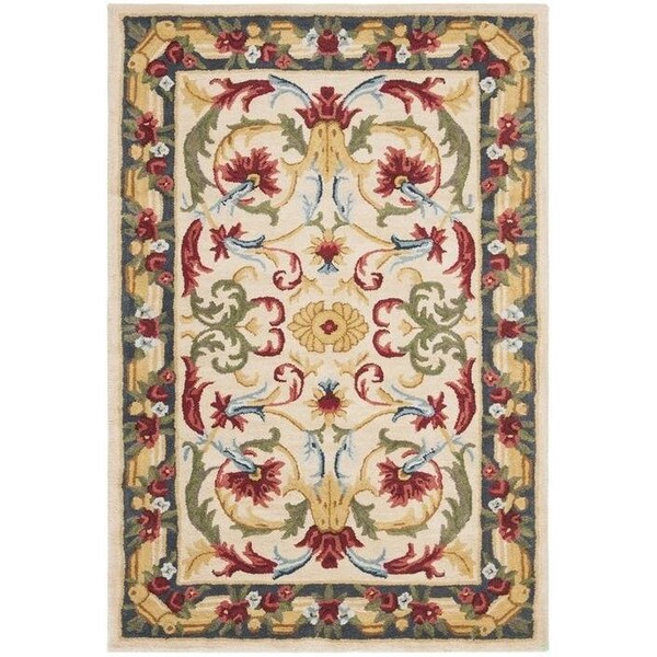 Safavieh Blossom Contemporary Rectangle Hand Tufted RugsIvory & Green 4 x 6 ft. - BLM251B-4