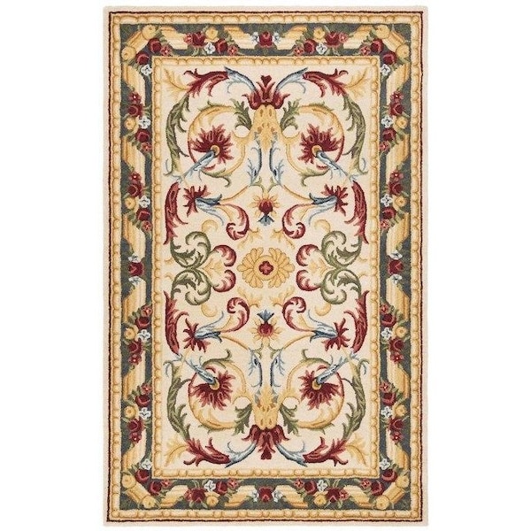Safavieh Blossom Contemporary Rectangle Hand Tufted RugsIvory & Green 4 x 6 ft. - BLM251B-4