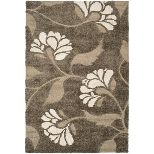 Safavieh Florida Shag Power Loomed Runner Rug- Smoke - Beige- 2 ft. 3 in. x 8 ft. - SG459-7913-28