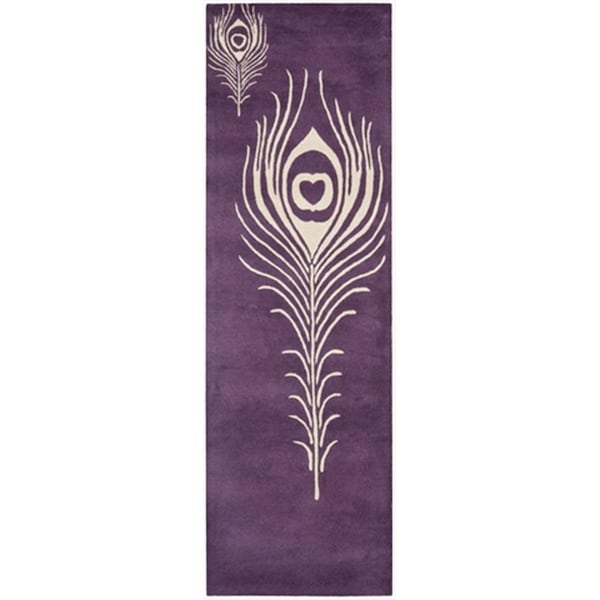 Safavieh 2 ft. 6 in. x 8 ft. Runner Contemporary Soho Purple and Ivory Hand Tufted Rug - SOH704A-28