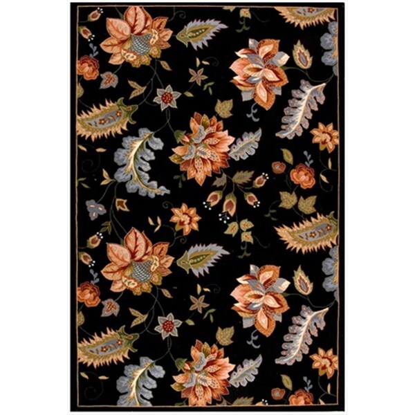 Safavieh 2 ft. - 6 in. x 12 ft. Runner- Country and Floral Chelsea Black Hand Hooked Rug - HK306B-212