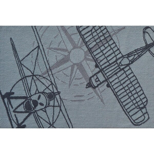 Blueprints Outline Plane Area Rug, 2.8 x 4.8 in., Grey - BL873678