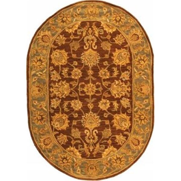 Safavieh 7 ft. - 6 in. x 9 ft. - 6 in. Oval- Traditional Heritage Brown And Blue Hand Tufted Rug - HG343J-8OV