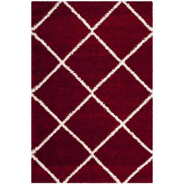 Flowers First 6 x 9 ft. Hudson Shag Power Loomed Rug, Red & Ivory - Medium Rectangle - FL1889480