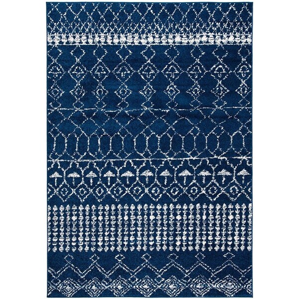 Safavieh 10 x 13 ft. Tulum Boho Moroccan Distressed Area Rug, Navy & Ivory - TUL229N-10