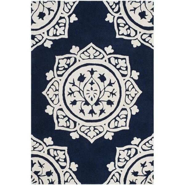 Safavieh 2 ft.-3 in. x 7 ft. Bella Hand Tufted Runner Rug, Navy and Ivory - BEL136B-27