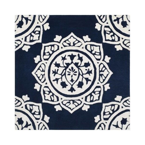 Safavieh 2 ft.-3 in. x 7 ft. Bella Hand Tufted Runner Rug, Navy and Ivory - BEL136B-27