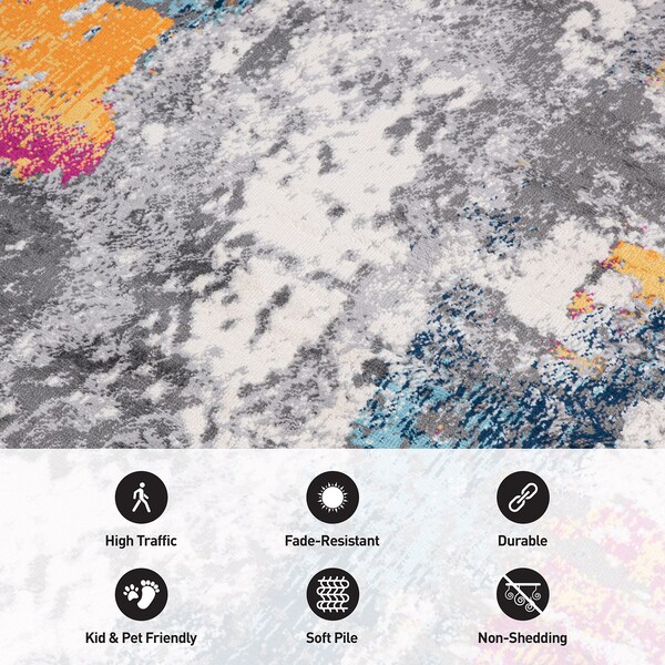 World Rug Gallery Cardiff Contemporary Abstract Area Rug 3' 3'' X 5' Multi - 4058MULTI3X5