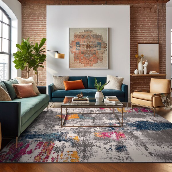 World Rug Gallery Cardiff Contemporary Abstract Area Rug 3' 3'' X 5' Multi - 4058MULTI3X5