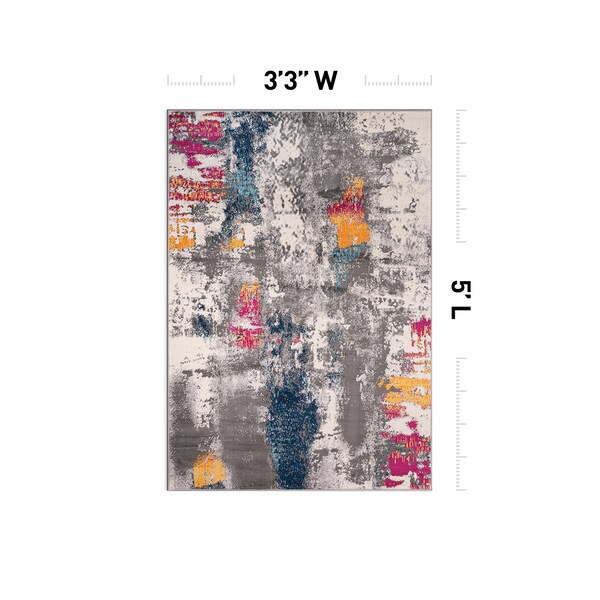 World Rug Gallery Cardiff Contemporary Abstract Area Rug 3' 3'' X 5' Multi - 4058MULTI3X5