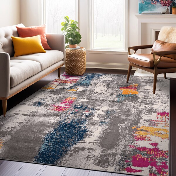 World Rug Gallery Cardiff Contemporary Abstract Area Rug 3' 3'' X 5' Multi - 4058MULTI3X5