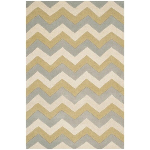 Safavieh Chatham Hand Tufted Small Rectangle Rug- Grey - Gold- 3 x 5 ft. - CHT715M-3