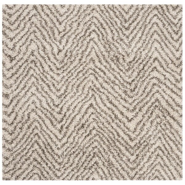 Safavieh Hudson Shag 300 Power Loomed Square Area RugIvory & Grey 7 x 7 ft. - SGH375A-7SQ