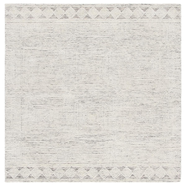 Safavieh 6 x 6 ft. Abstract 100 Percent Wool Pile Square RugIvory & Grey - ABT349F-6SQ