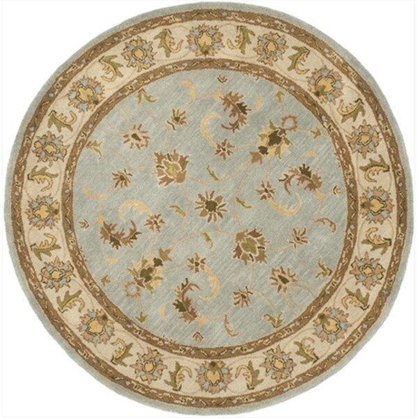 Safavieh 3 ft. - 6 in. x 3 ft. - 6 in. Round- Traditional Heritage Light Blue And Beige Hand Tufted Rug - HG913A-4R