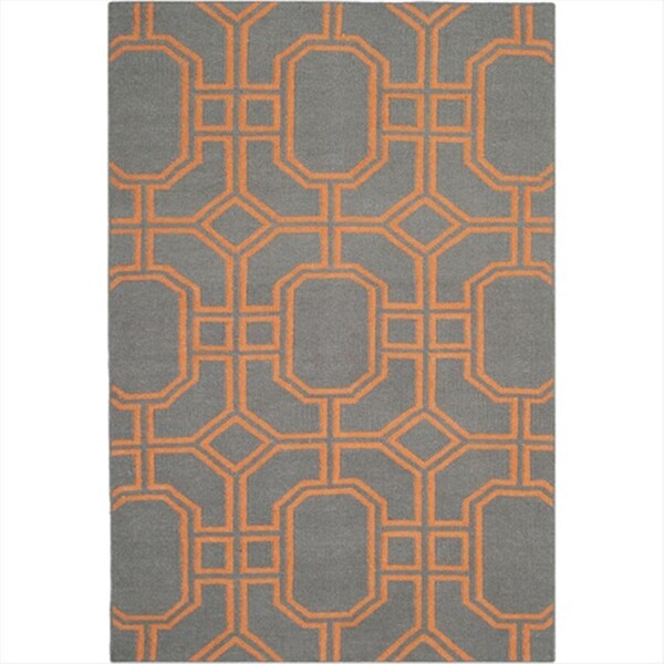 Safavieh 3 x 5 ft. Rectangle- Contemporary Dhurries Blue And Orange Flatweave Rug - DHU860B-3