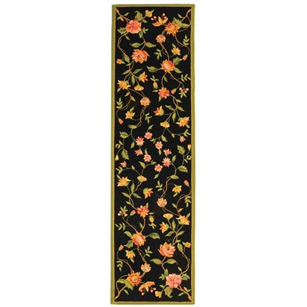 Safavieh 2 ft. - 6 in. x 10 ft. Runner- Country and Floral Chelsea Black Hand Hooked Rug - HK263B-210