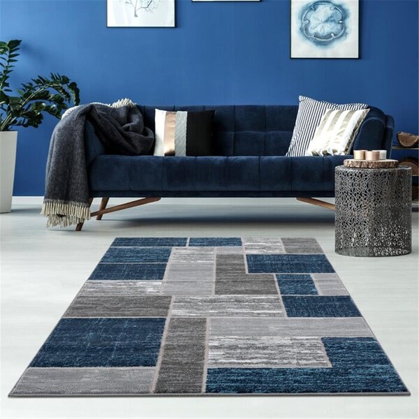 Wall-To-Wall Verena Geometric 5 x 7 ft. Rectangle Area Rug, Blue & Gray - WA2607178
