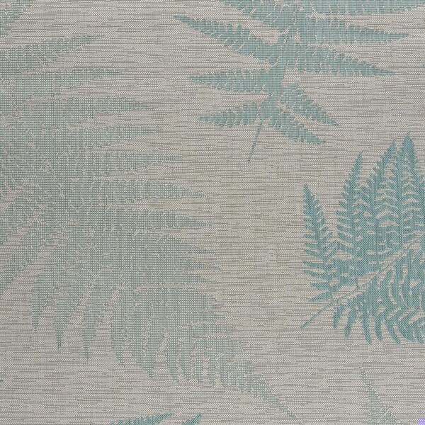 Homeroots 5 x 7 ft. Teal Fern Leaves Indoor & Outdoor Area Rug - 396107