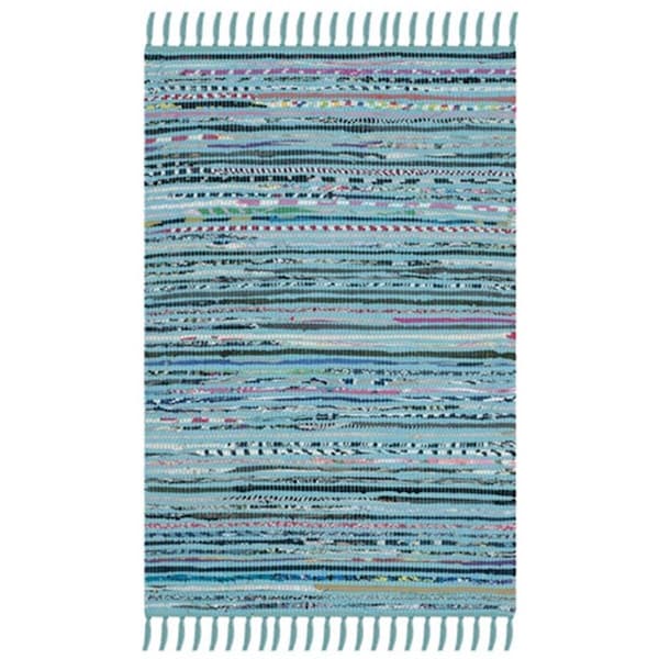 Safavieh Rag Rug Hand Woven Runner Rug- Turquoise - Multi- 2 ft. 3 in. x 7 ft. - RAR125C-27