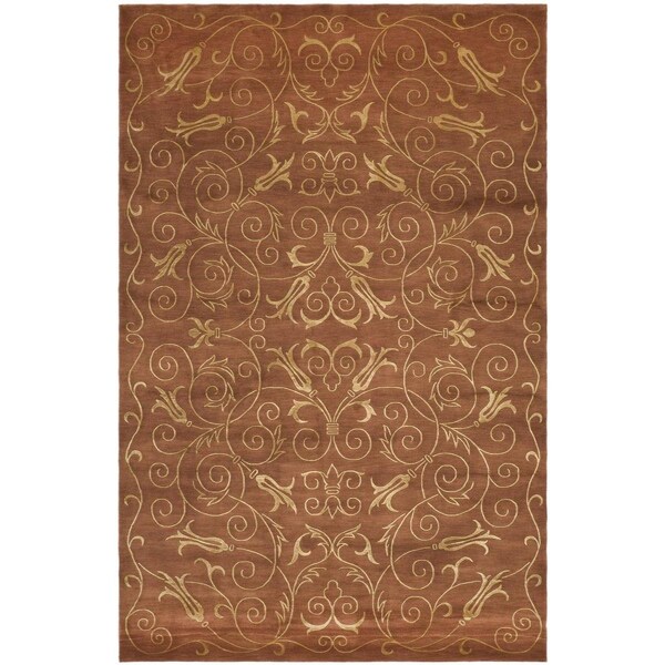 Safavieh Tibetan Hand Knotted Large Rectangular Area RugRust & Gold 8 x 10 ft. - TB417C-8