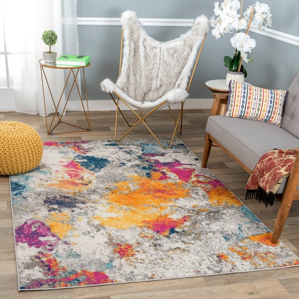 World Rug Gallery Sky Collection Modern Abstract Area Rug 5'x7' Multi - 232MULTI5X7