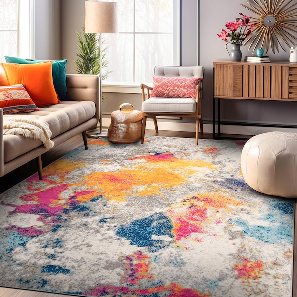 World Rug Gallery Sky Collection Modern Abstract Area Rug 5'x7' Multi - 232MULTI5X7