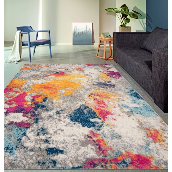 World Rug Gallery Sky Collection Modern Abstract Area Rug 5'x7' Multi - 232MULTI5X7