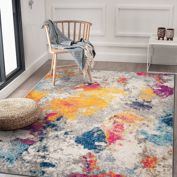 World Rug Gallery Sky Collection Modern Abstract Area Rug 5'x7' Multi - 232MULTI5X7