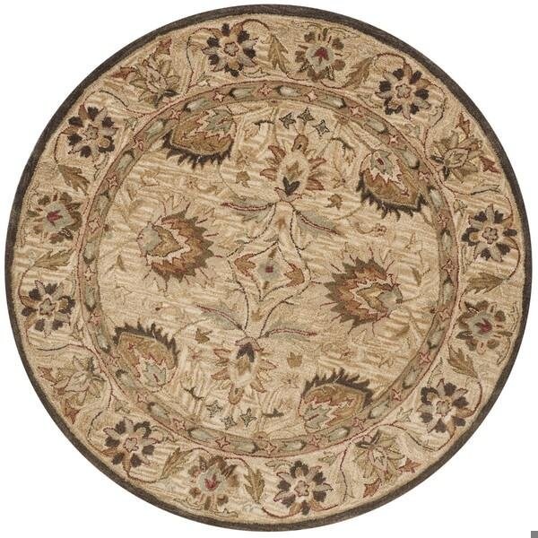Safavieh 6 x 6 ft. Round Antiquity Hand Tufted RugBeige & Beige - AT812A-6R