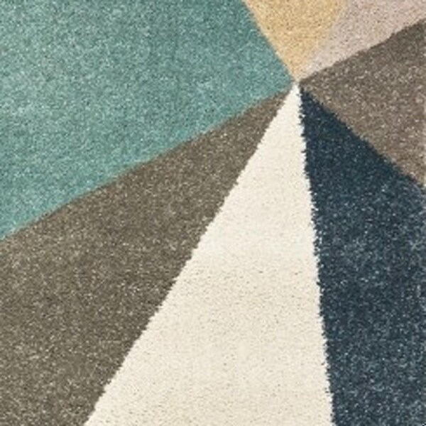 Homeroots 2 x 3 ft. Blue Green Beige Retro Wedge Indoor Area Rug - 384285