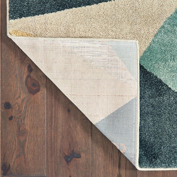 Homeroots 2 x 3 ft. Blue Green Beige Retro Wedge Indoor Area Rug - 384285